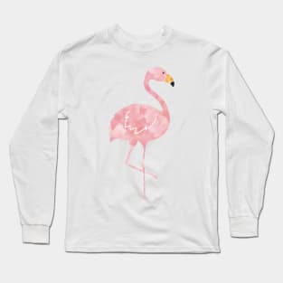 Watercolor Flamingo Long Sleeve T-Shirt